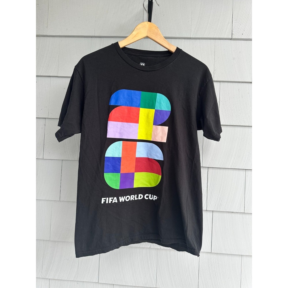 FIFA World Cup 2026 Official Licensed T Shirt Black Multicolor Logo Medium